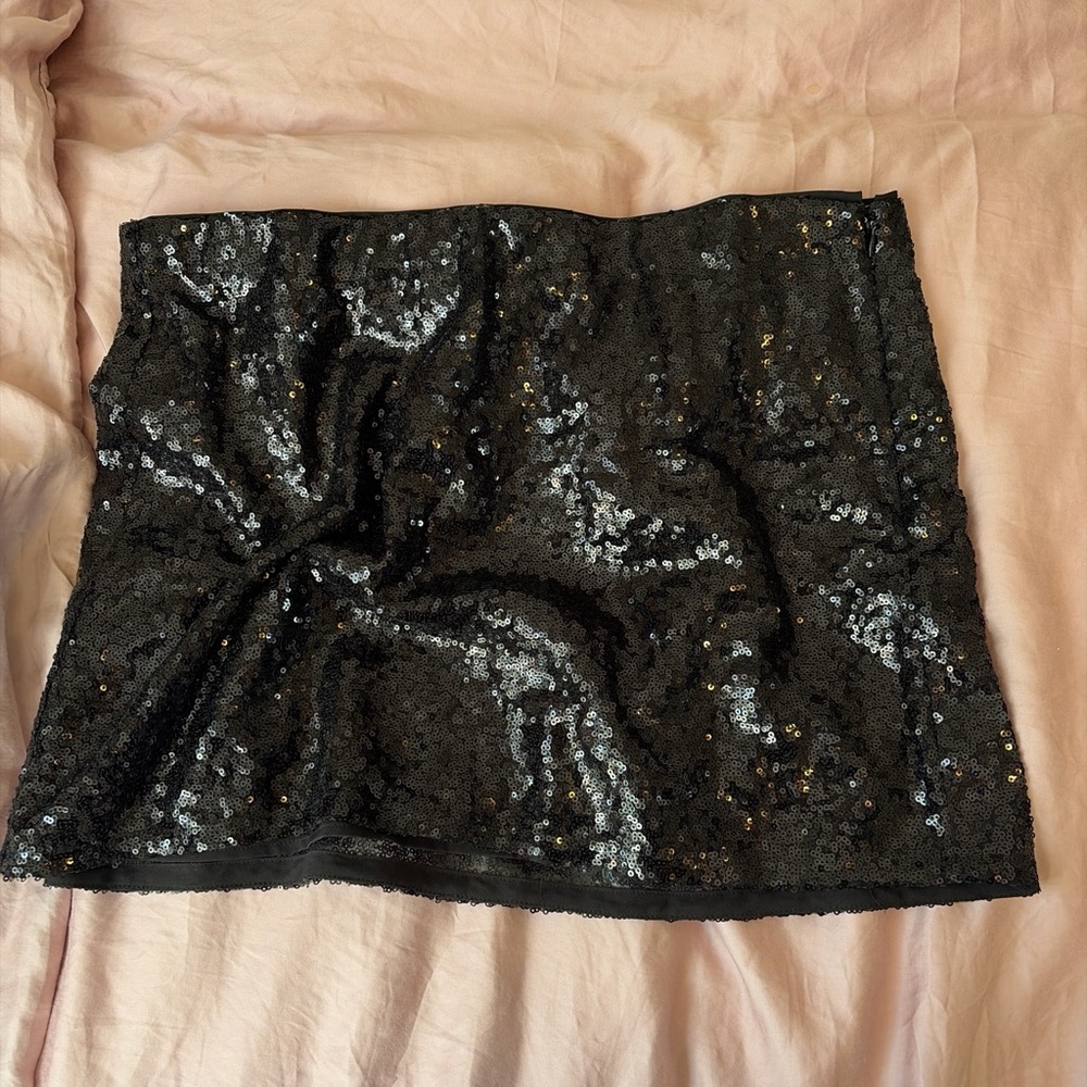 Open Edit Black Sequin Skirt